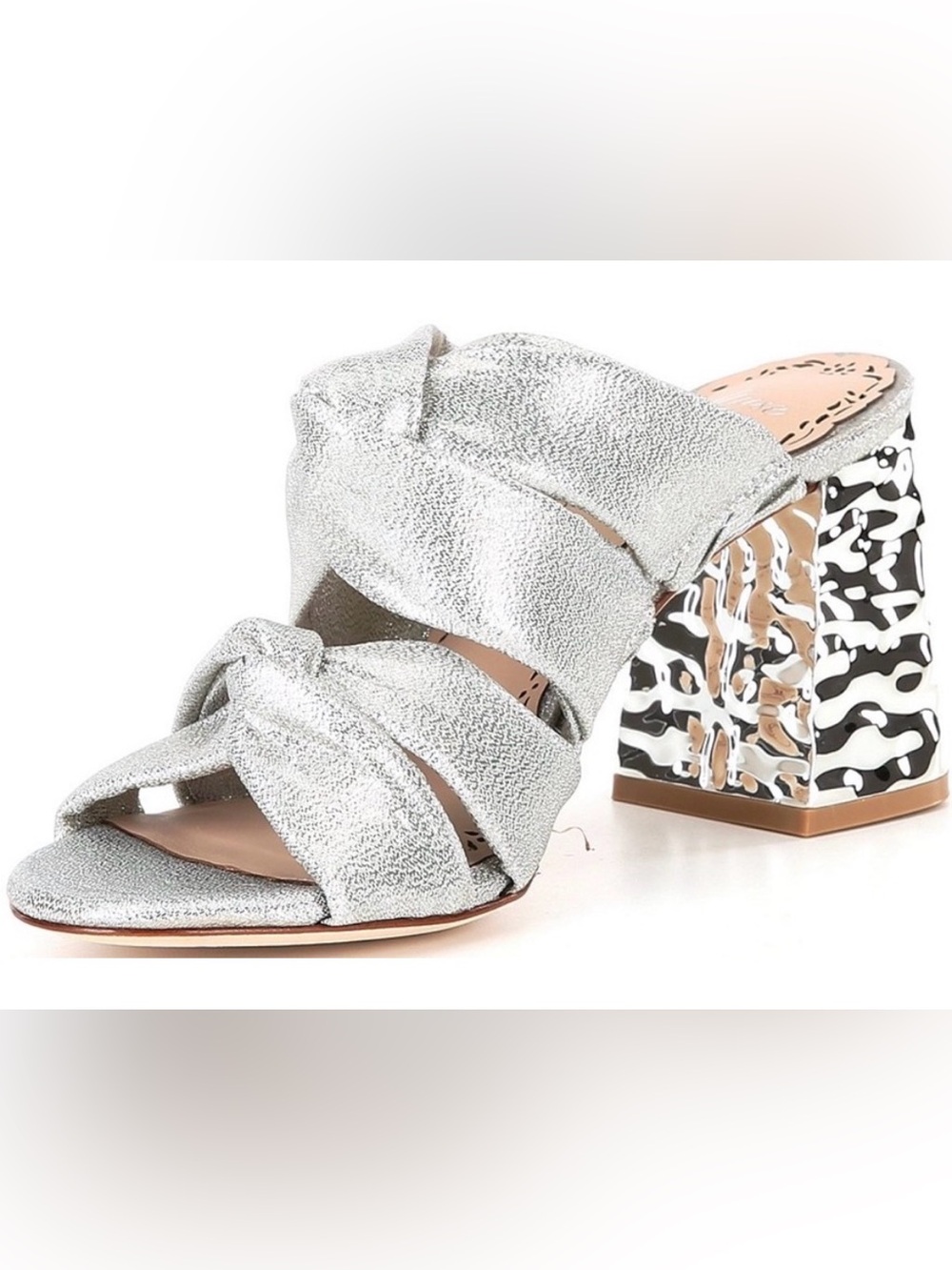Muse by Marchesa, the Iris Knotted Metallic Dress Slide Sandals